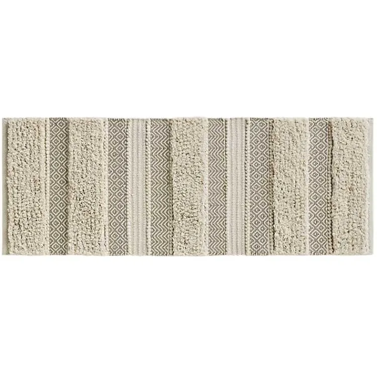 Kirklands Home Neutral Tufted Stripes Woven Bath Runner Brown