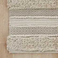 Kirklands Home Neutral Tufted Stripes Woven Bath Runner Brown