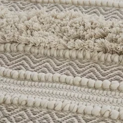 Kirklands Home Neutral Tufted Stripes Woven Bath Runner Brown