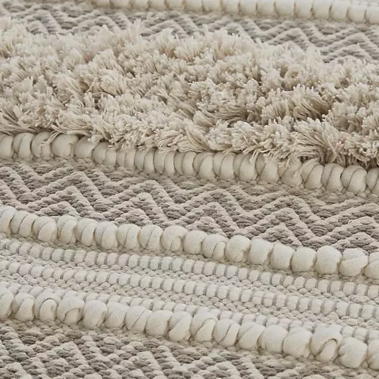 Kirklands Home Neutral Tufted Stripes Woven Bath Runner Brown