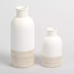 Vases>Kirklands Home Neutral Two-Toned Ceramic Vase, 7 in.