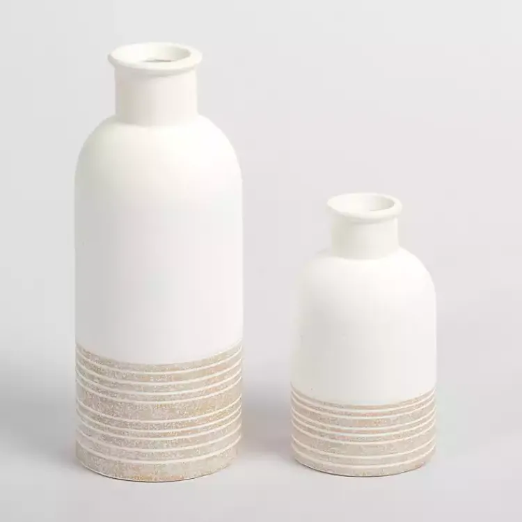 Vases>Kirklands Home Neutral Two-Toned Ceramic Vase, 11 in.