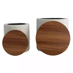 Kirklands Home Neutral Upholstered Nesting Ottomans, Set of 2 Ivory New