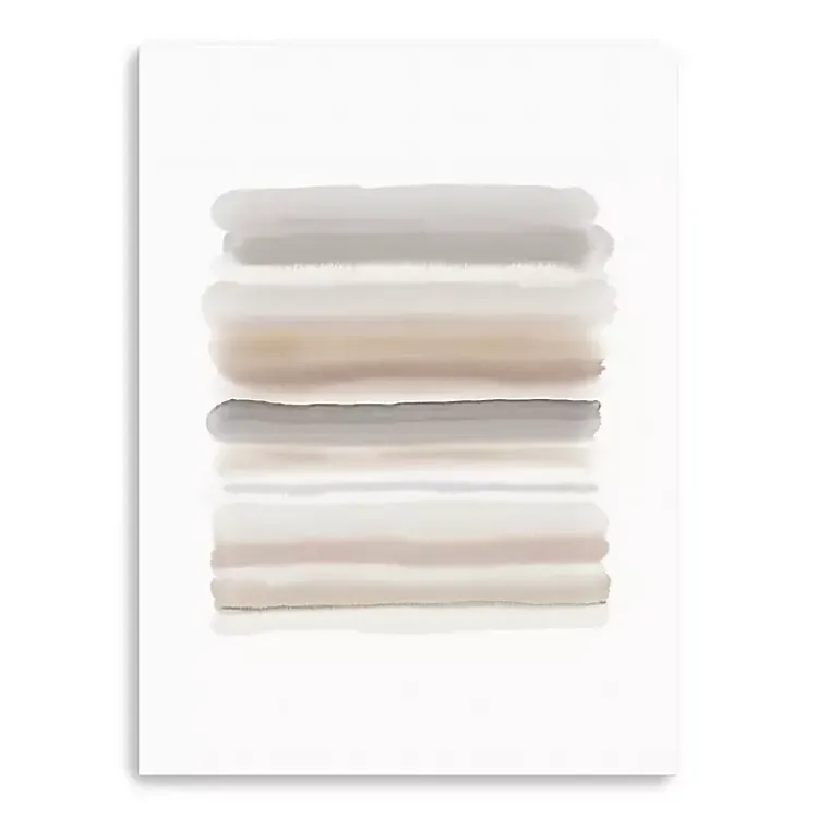 Kirklands Home Neutral Watercolor Stripes Canvas Art Print New