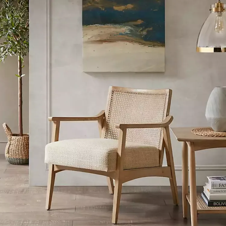 Kirklands Home Neutral Wheat Mid-Century Modern Accent Chair Tan Outlet