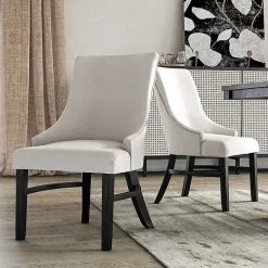 Kirklands Home Neutral Wingback Dining Chairs, Set of 2 Ivory Discount