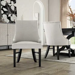 Kirklands Home Neutral Wingback Dining Chairs, Set of 2 Ivory Discount