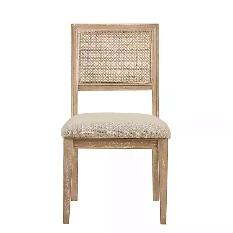 Kirklands Home Neutral Woven Back Dining Chairs, Set of 2 Tan New
