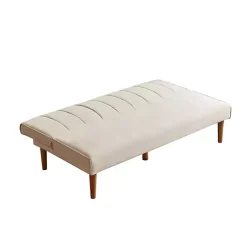 Kirklands Home Neutral Woven Channel Convertible Sofa Tan New