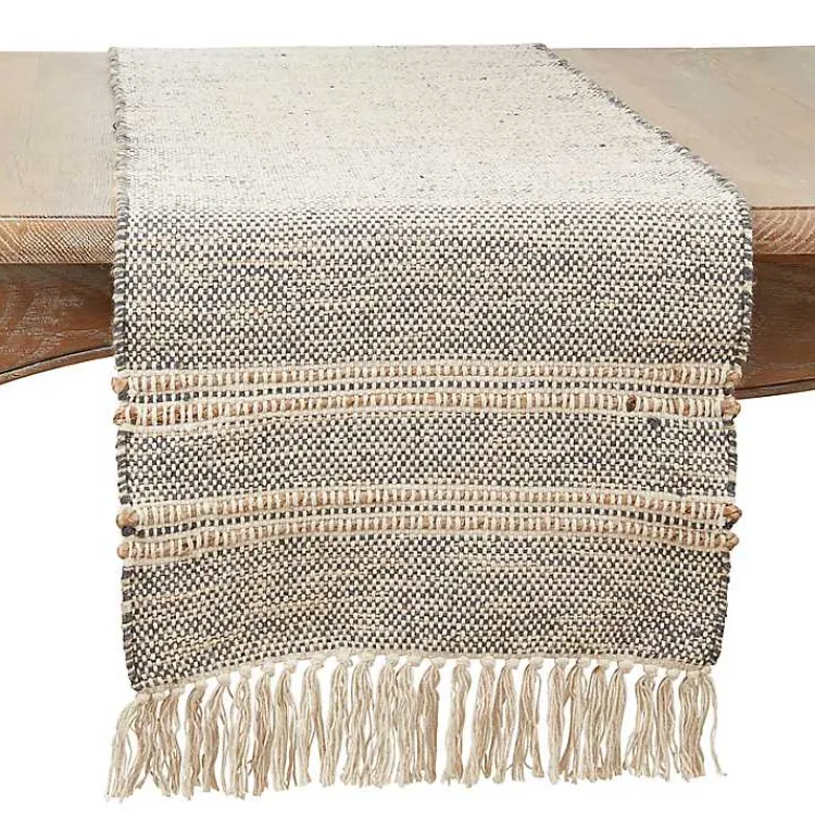 Kirklands Home Neutral Woven Tassel Table Runner Best