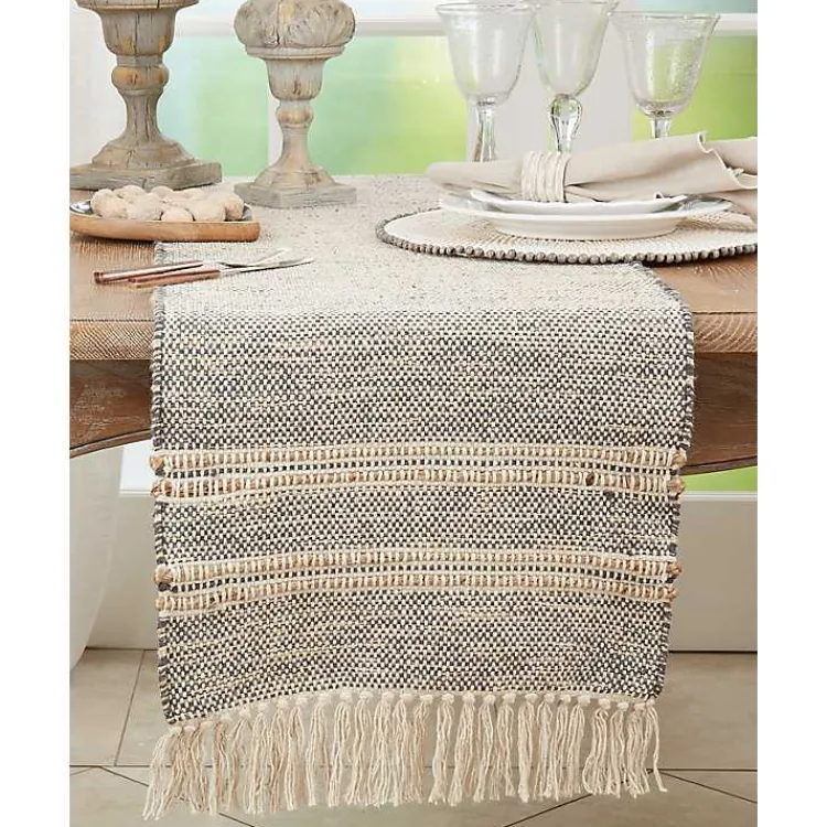 Kirklands Home Neutral Woven Tassel Table Runner Best