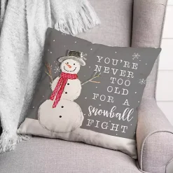 Christmas Pillows>Kirklands Home Never Too Old for Snowball Christmas Pillow Gray