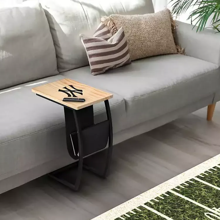 Kirklands Home New York Yankees Wood C-Table Tan Outlet