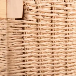 Kirklands Home Newport Natural Wood and Rattan Counter Stool Brown Outlet