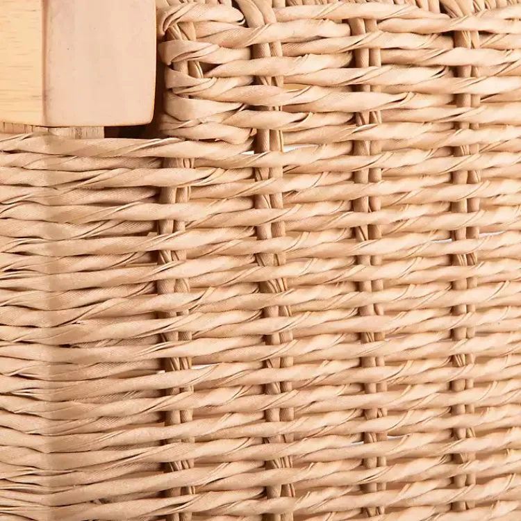 Kirklands Home Newport Natural Wood and Rattan Counter Stool Brown Outlet