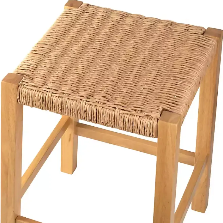 Kirklands Home Newport Natural Wood and Rattan Counter Stool Brown Outlet
