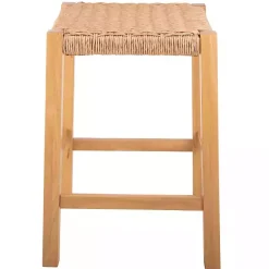 Kirklands Home Newport Natural Wood and Rattan Counter Stool Brown Outlet
