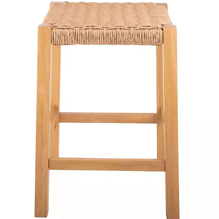 Kirklands Home Newport Natural Wood and Rattan Counter Stool Brown Outlet