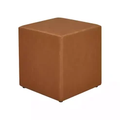 Kirklands Home Newton Carmel Faux Leather Square Ottoman Brown Discount