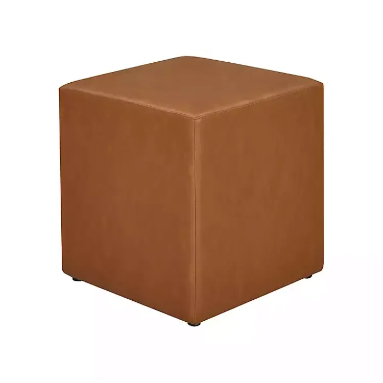Kirklands Home Newton Carmel Faux Leather Square Ottoman Brown Discount