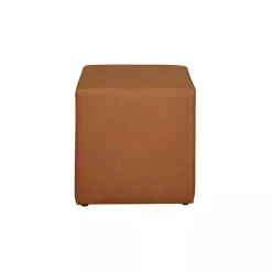 Kirklands Home Newton Carmel Faux Leather Square Ottoman Brown Discount