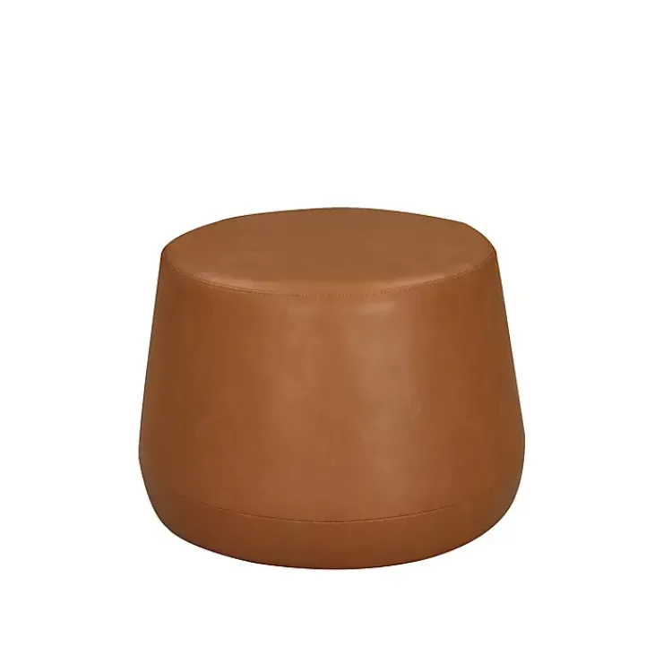 Kirklands Home Newton Carmel Faux Leather Thimble Ottoman Brown Sale