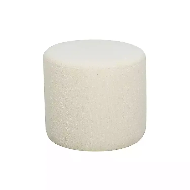 Kirklands Home Newton Boucle Cylinder Ottoman Ivory New