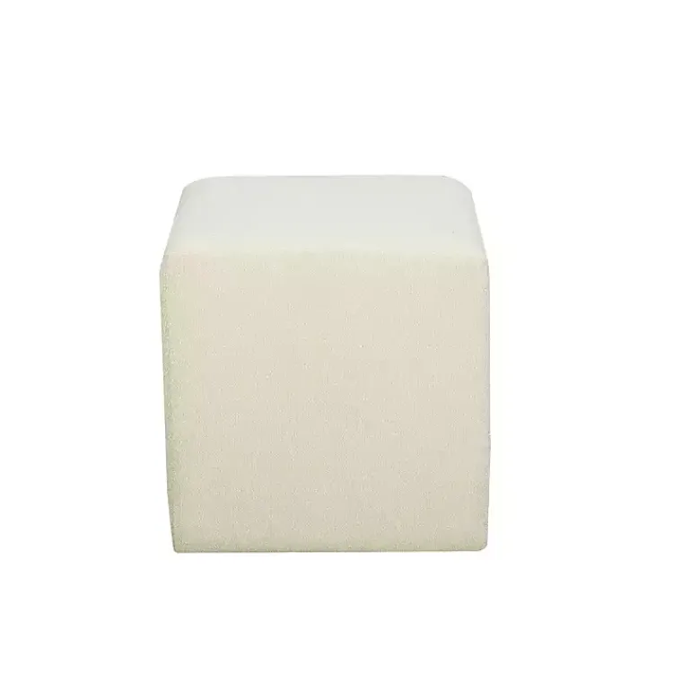 Kirklands Home Newton Boucle Square Ottoman Ivory