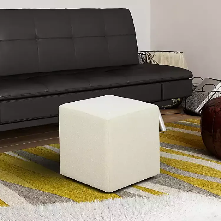 Kirklands Home Newton Boucle Square Ottoman Ivory