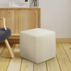 Kirklands Home Newton Boucle Square Ottoman Ivory