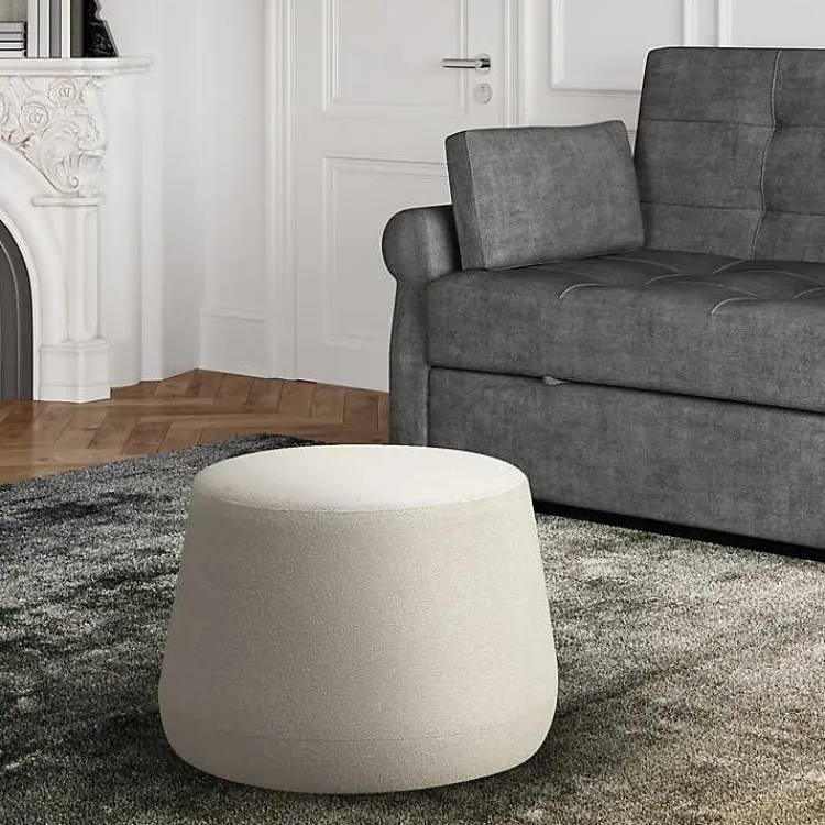 Kirklands Home Newton Boucle Thimble Ottoman Ivory Online