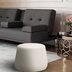 Kirklands Home Newton Boucle Thimble Ottoman Ivory Online