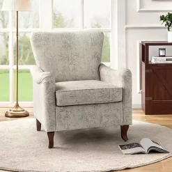 Kirklands Home Nicola Beige Linen Upholstered Armchair Tan Discount
