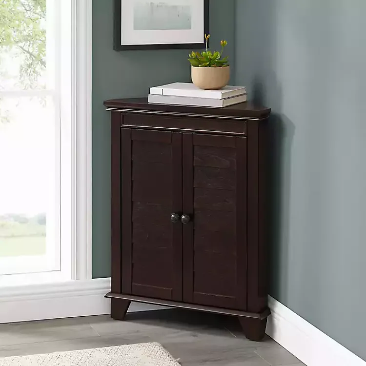 Kirklands Home Nikki Dark Wooden Corner Cabinet Brown Outlet