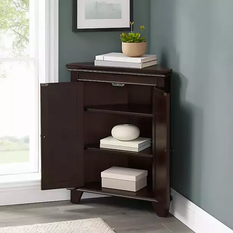 Kirklands Home Nikki Dark Wooden Corner Cabinet Brown Outlet