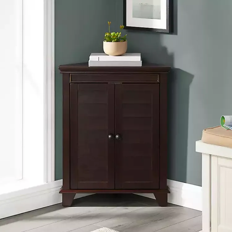 Kirklands Home Nikki Dark Wooden Corner Cabinet Brown Outlet