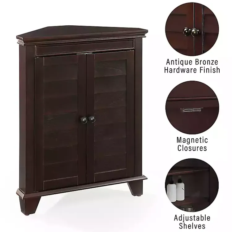 Kirklands Home Nikki Dark Wooden Corner Cabinet Brown Outlet