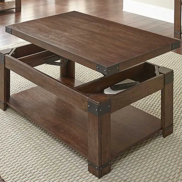 Kirklands Home Nolan Lift Top Wood and Metal Accents Coffee Table Outlet
