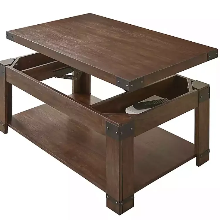 Kirklands Home Nolan Lift Top Wood and Metal Accents Coffee Table Outlet
