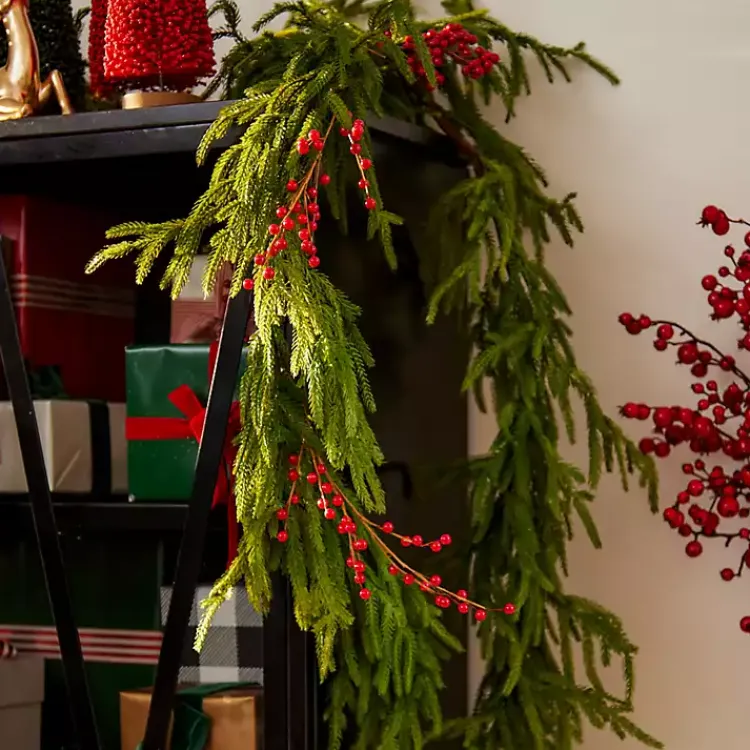 Christmas Arrangements & Garland>Kirklands Home Norfolk Pine Garland, 5 ft. Green
