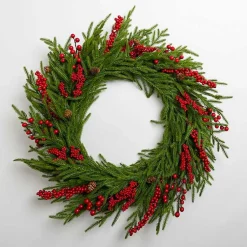 Christmas Wreaths>Kirklands Home Norfolk Pine Red Berry Christmas Wreath