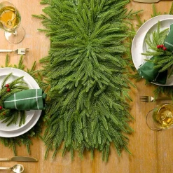 Christmas Dining & Entertaining>Kirklands Home Norfolk Pine Table Topper Green