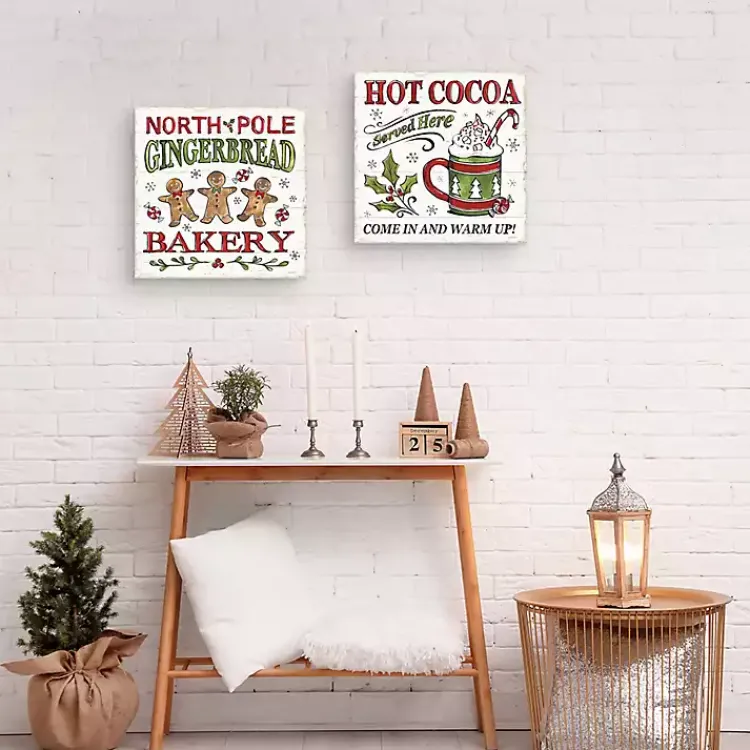 Christmas Art & Wall Decor>Kirklands Home North Pole Gingerbread Cocoa 2-pc. Art Set
