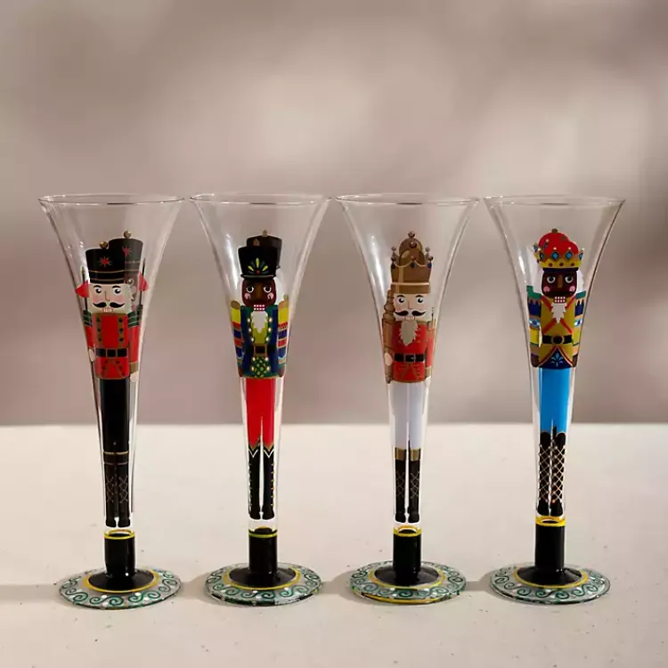 Kirklands Home Nutcracker Flute Glasses, Set of 4