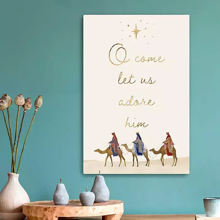 Christmas Art & Wall Decor>Kirklands Home O' Come Let Us Adore Christmas Wall Plaque