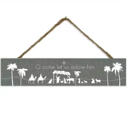 Christmas Art & Wall Decor>Kirklands Home O Come Let Us Adore Him Christmas Wall Sign