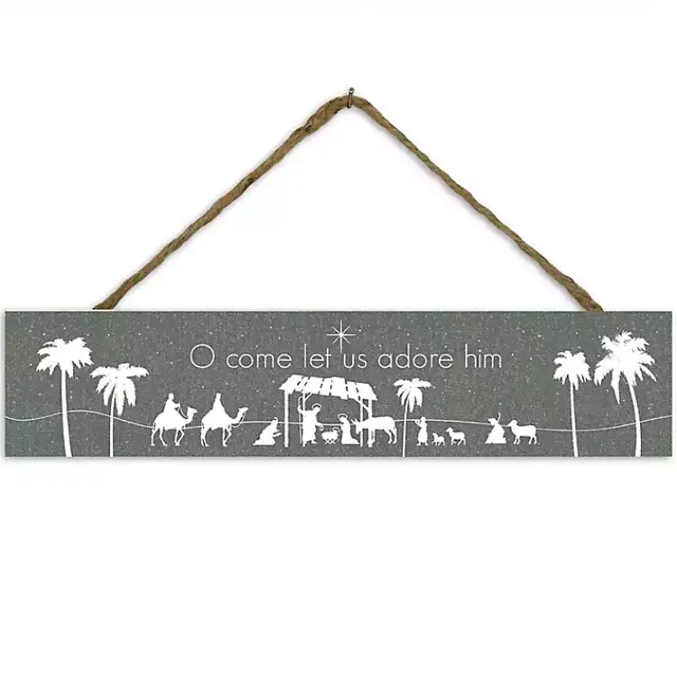 Christmas Art & Wall Decor>Kirklands Home O Come Let Us Adore Him Christmas Wall Sign