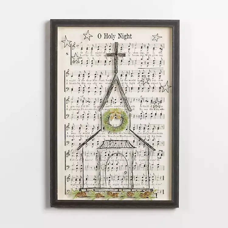 Christmas Art & Wall Decor>Kirklands Home O Holy Night Hymnal Framed Wall Plaque