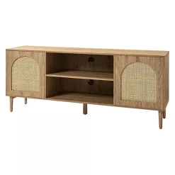 Kirklands Home Oak and Natural Rat Media Cabinet Tan Clearance