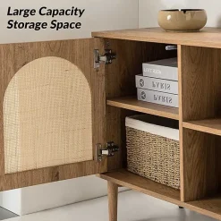 Kirklands Home Oak and Natural Rat Media Cabinet Tan Clearance